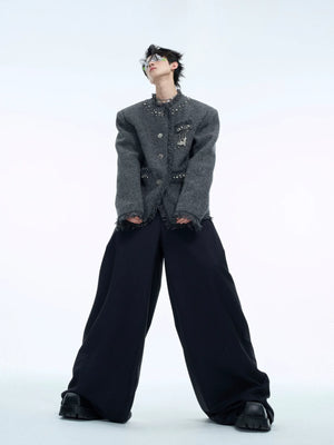 Pearl-Embellished Cropped Textured Jacket - main image 5