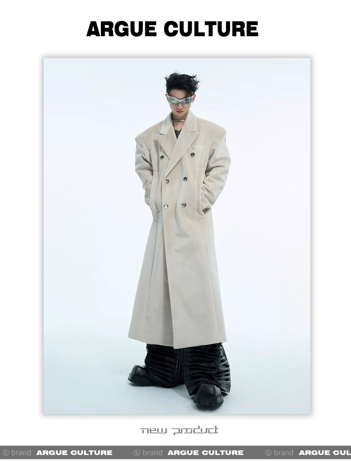 Metal Double-Breasted Structured Coat | Avant-Garde Outerwear - description image 14