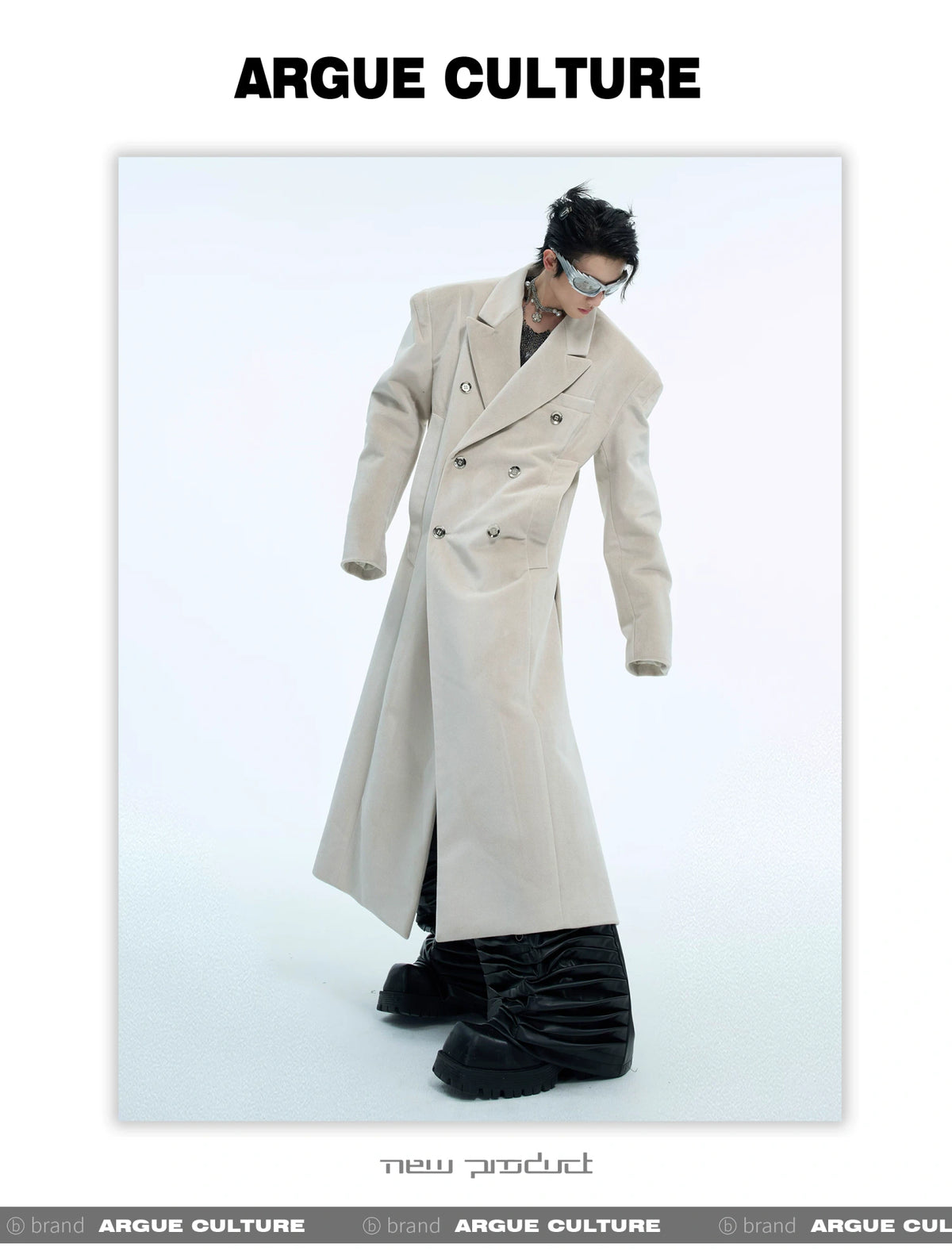 Metal Double-Breasted Structured Coat | Avant-Garde Outerwear - description image 15