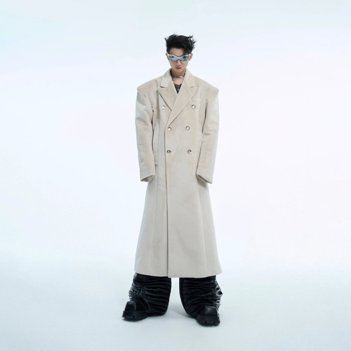 Metal Double-Breasted Structured Coat | Avant-Garde Outerwear - main image 1