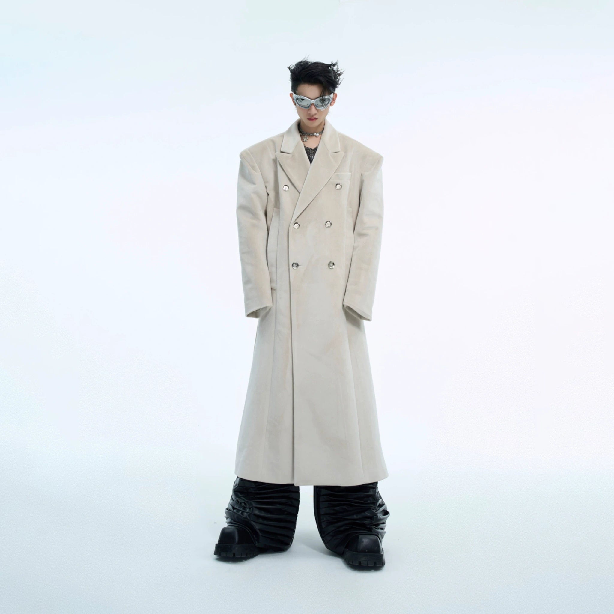Metal Double-Breasted Structured Coat | Avant-Garde Outerwear - main image 1