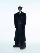 Metal Double-Breasted Structured Coat | Avant-Garde Outerwear - Black Shirt