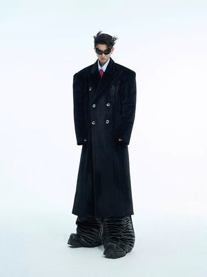 Metal Double-Breasted Structured Coat | Avant-Garde Outerwear - Black Shirt