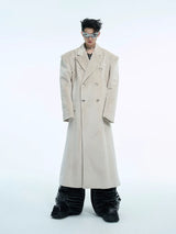 Metal Double-Breasted Structured Coat | Avant-Garde Outerwear - White Shirt