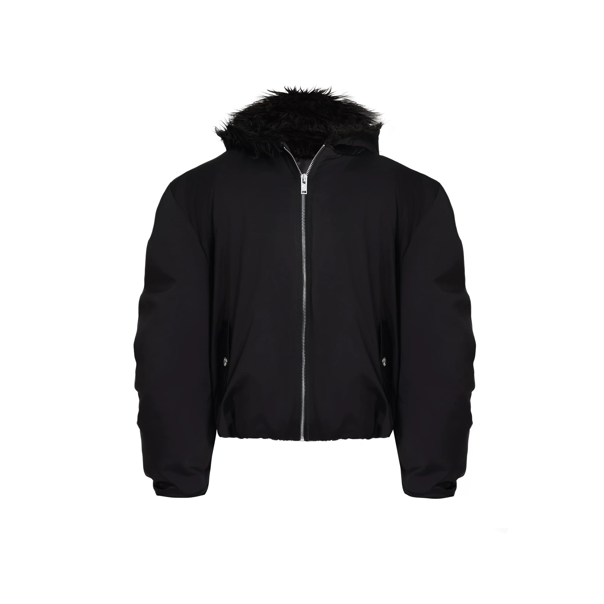 Plush-Lined Hooded Insulated Jacket | Relaxed Fit - Black Shirt