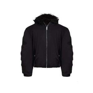 Plush-Lined Hooded Insulated Jacket | Relaxed Fit - Black Shirt