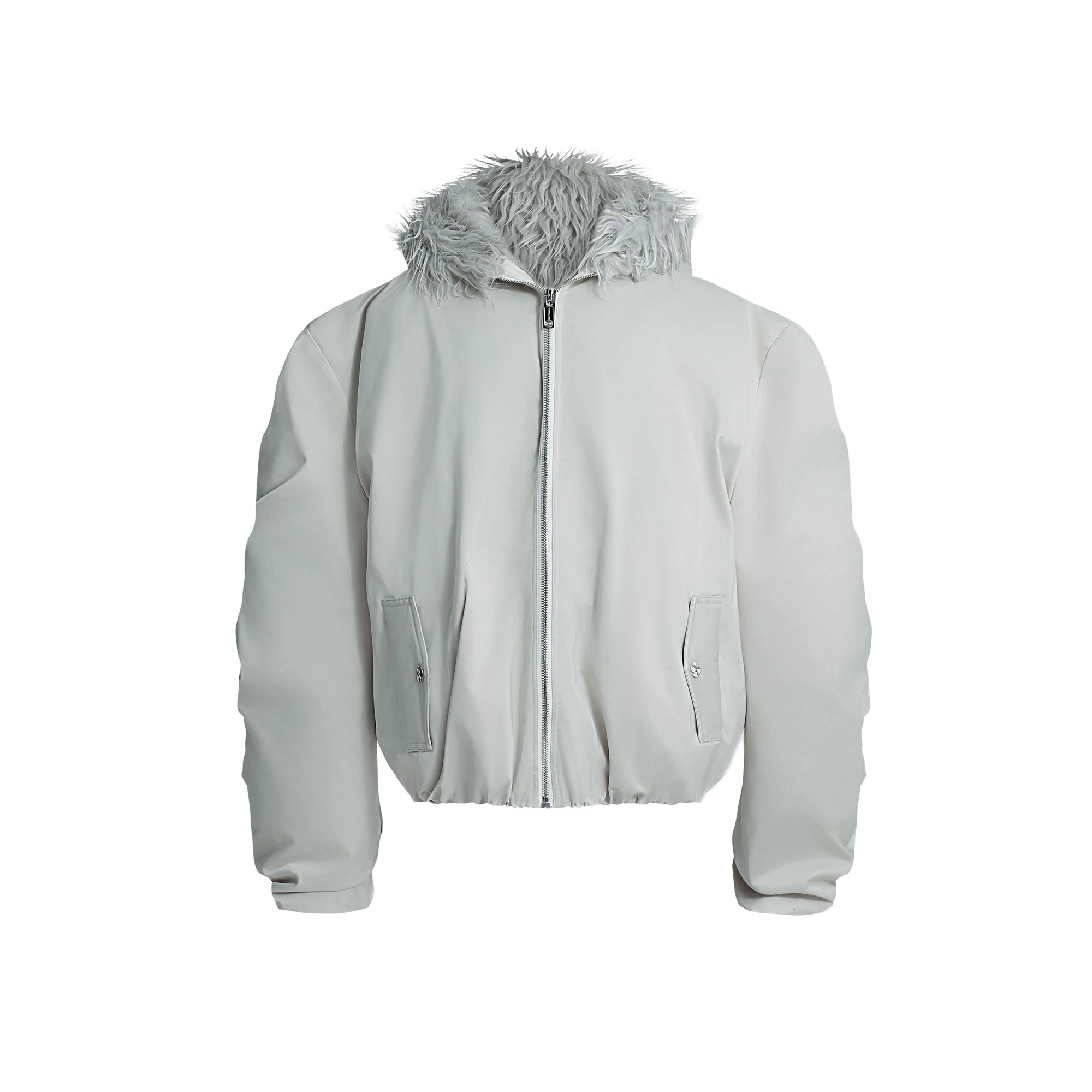 Plush-Lined Hooded Insulated Jacket | Relaxed Fit - White Shirt