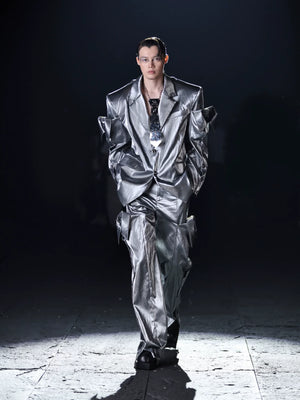 Sculptural Silver Metal Tie Necklace | Avant-Garde - main image 2