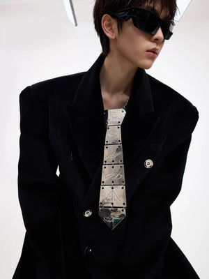 Sculptural Silver Metal Tie Necklace | Avant-Garde - main image 3