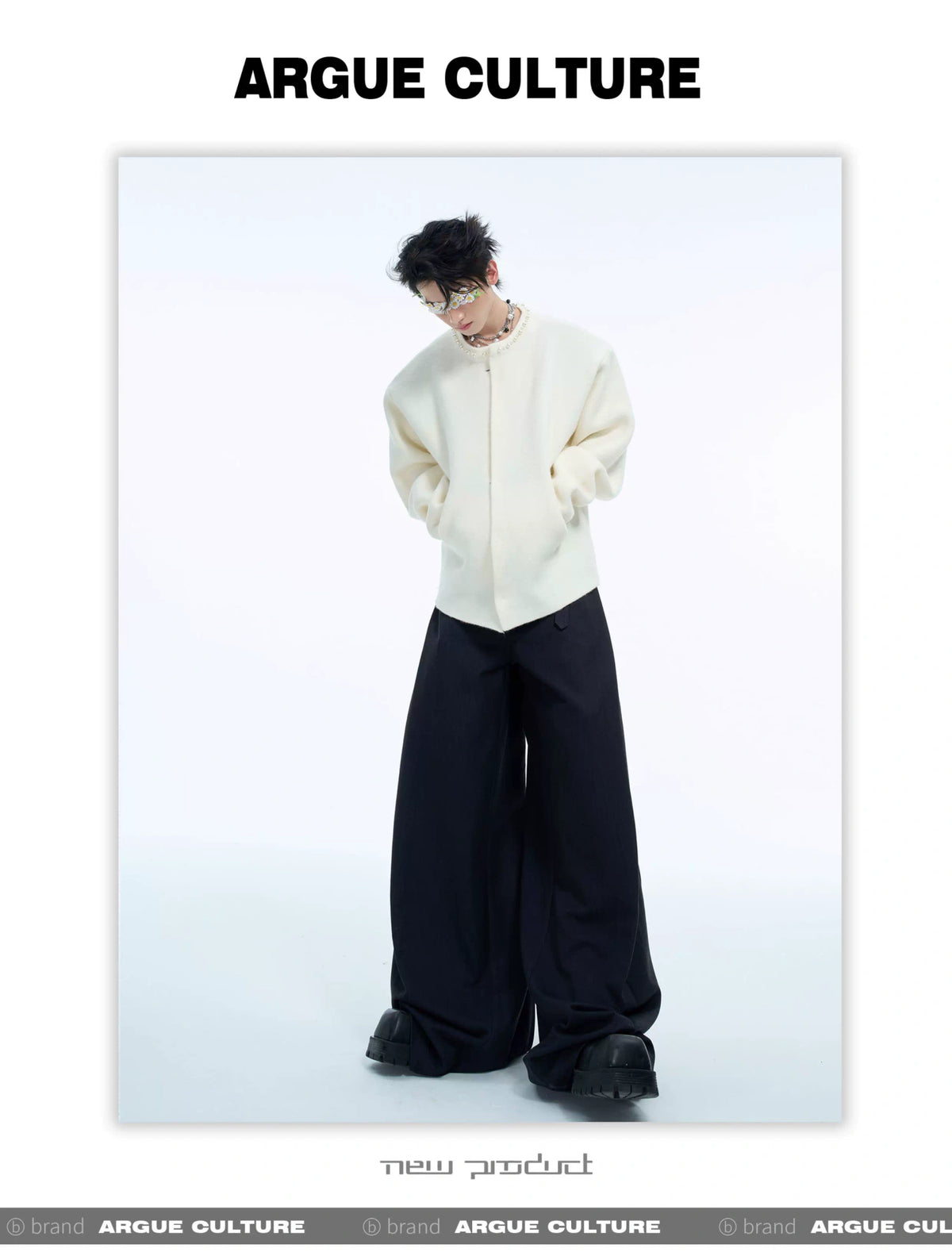 Pearl-Trimmed Short Cardigan Sweater | Argue Culture - description image 5