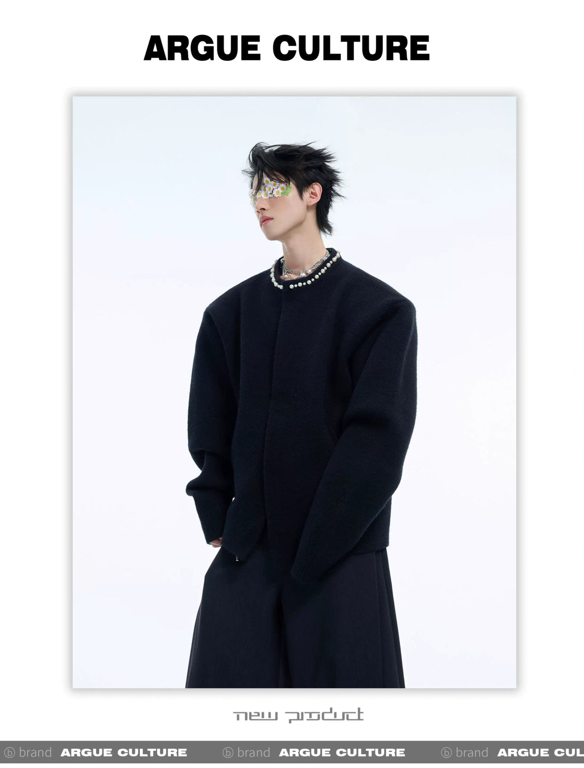 Pearl-Trimmed Short Cardigan Sweater | Argue Culture - description image 7