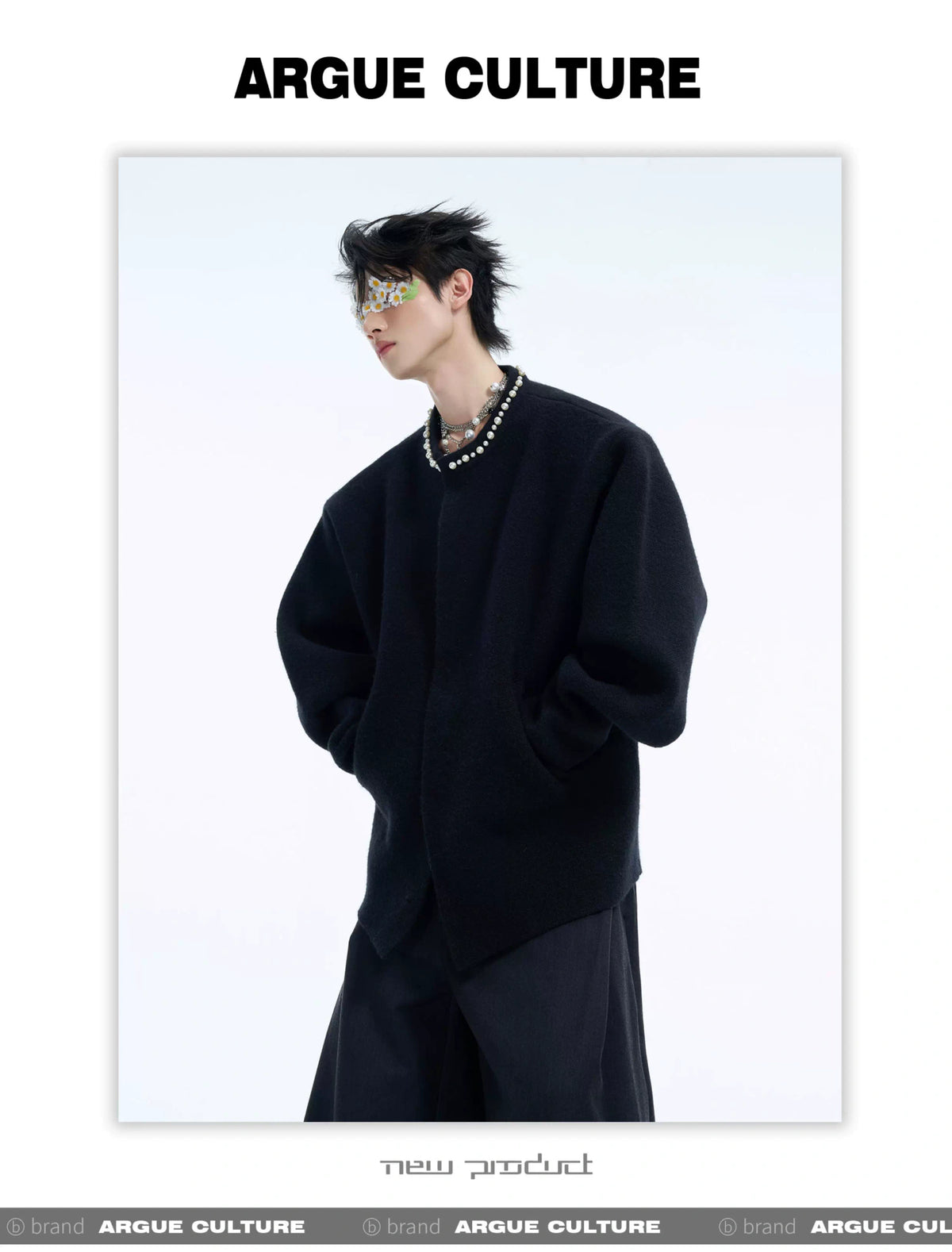 Pearl-Trimmed Short Cardigan Sweater | Argue Culture - description image 9