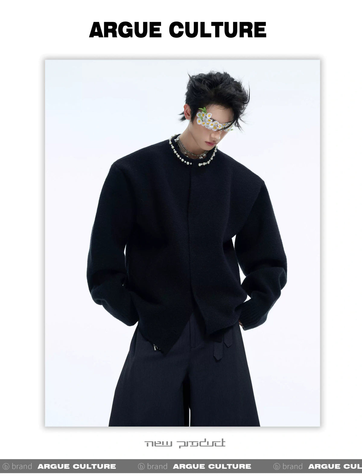 Pearl-Trimmed Short Cardigan Sweater | Argue Culture - description image 10