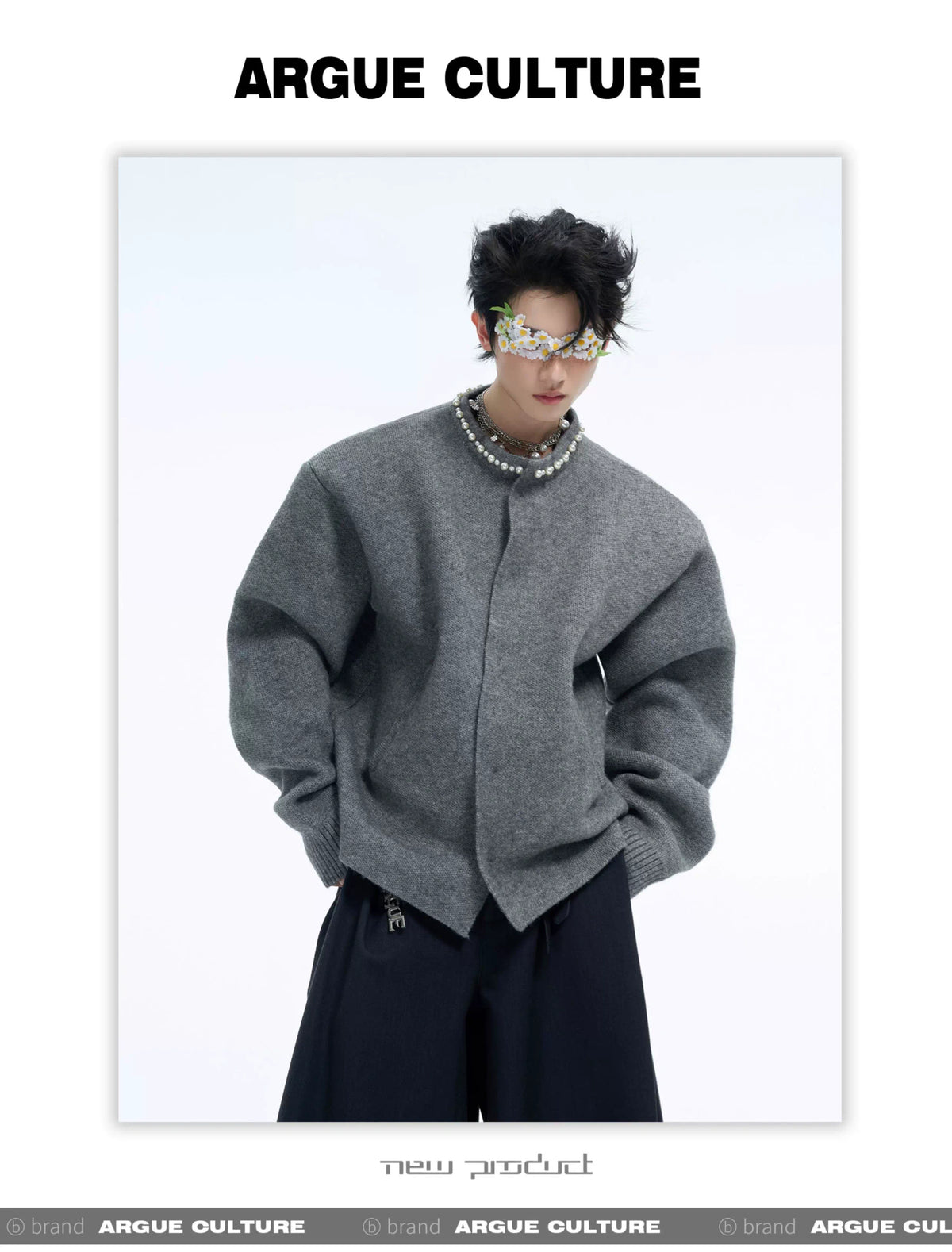 Pearl-Trimmed Short Cardigan Sweater | Argue Culture - description image 14