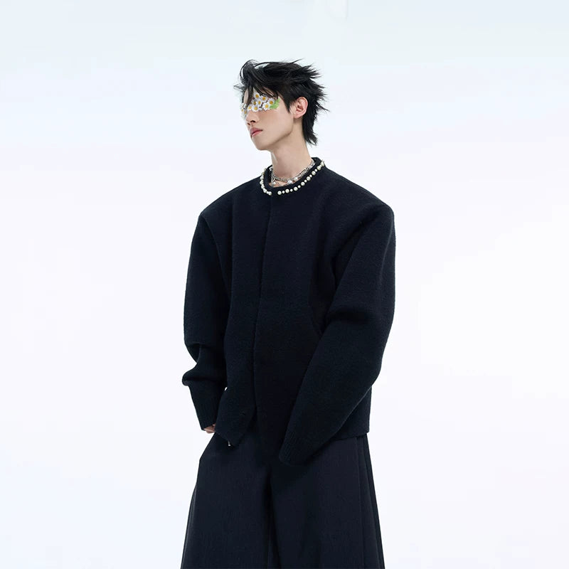 Pearl-Trimmed Short Cardigan Sweater | Argue Culture - main image 3