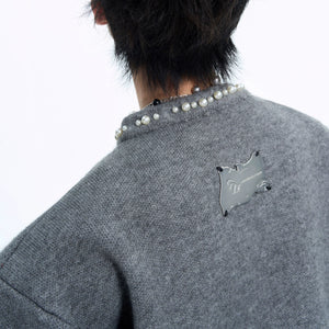 Pearl-Trimmed Short Cardigan Sweater | Argue Culture - main image 4