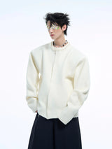 Pearl-Trimmed Short Cardigan Sweater | Argue Culture - White