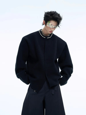 Pearl-Trimmed Short Cardigan Sweater | Argue Culture - Black