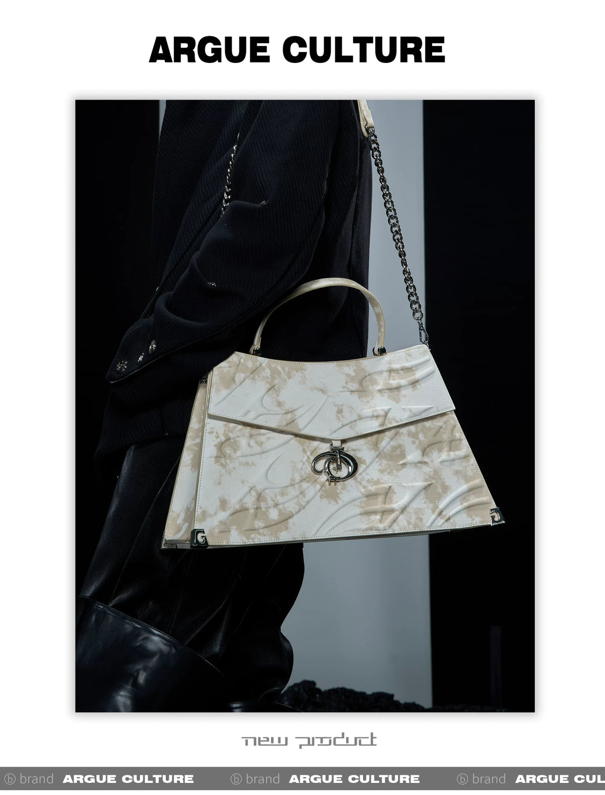 Embossed PU Tote Bag with Metal Clasp | Crossbody Style - description image 5
