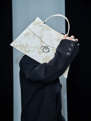 Embossed PU Tote Bag with Metal Clasp | Crossbody Style - main image 3