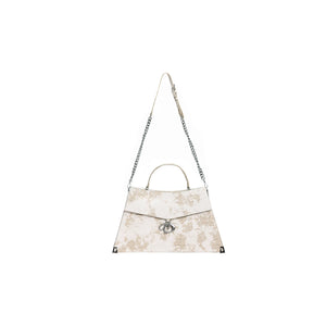 Embossed PU Tote Bag with Metal Clasp | Crossbody Style - White
