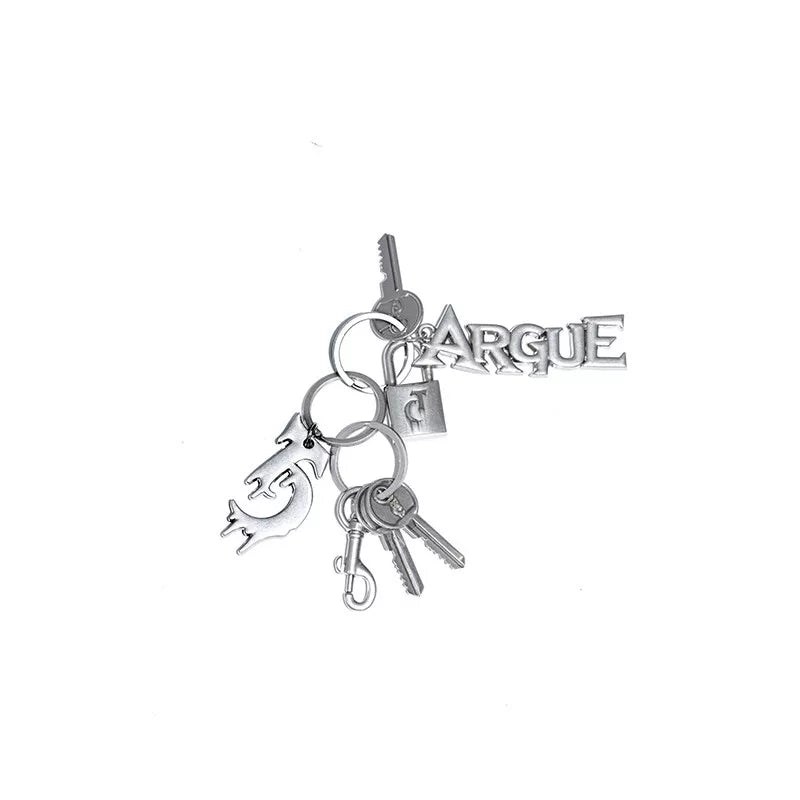 Vintage Metal Logo Keychain in Aluminum Alloy - Silver