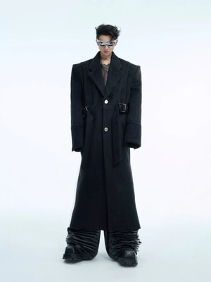 Deconstructed Padded-Shoulder Wool Coat | Relaxed Fit - main image 1