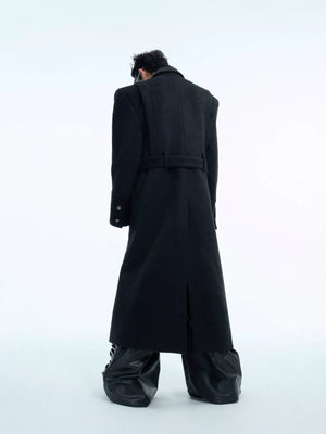 Deconstructed Padded-Shoulder Wool Coat | Relaxed Fit - main image 3