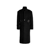 Deconstructed Padded-Shoulder Wool Coat | Relaxed Fit - Black Shirt