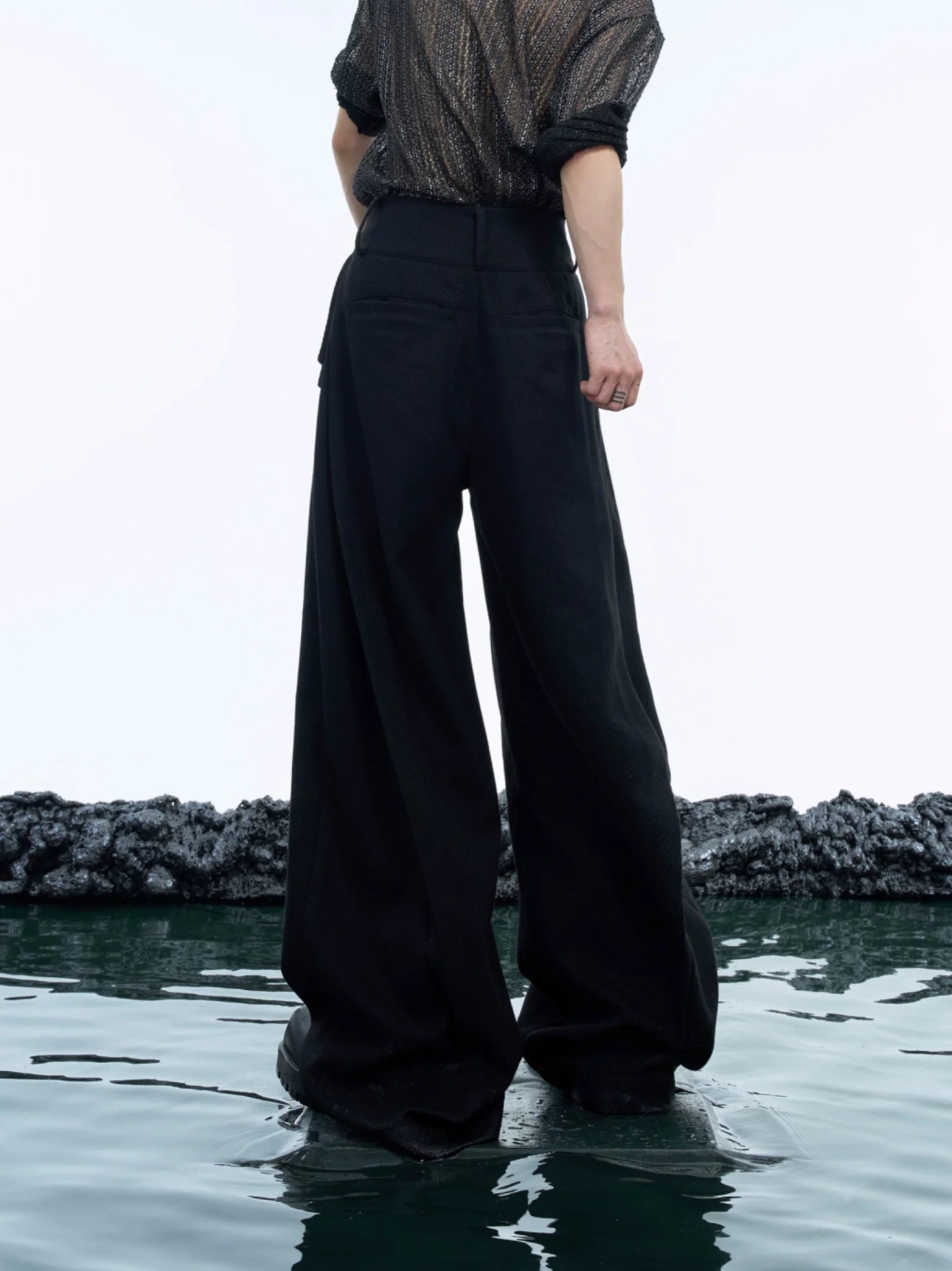 Relaxed Straight-Leg Trousers in Polyester-Acrylic Blend - main image 2