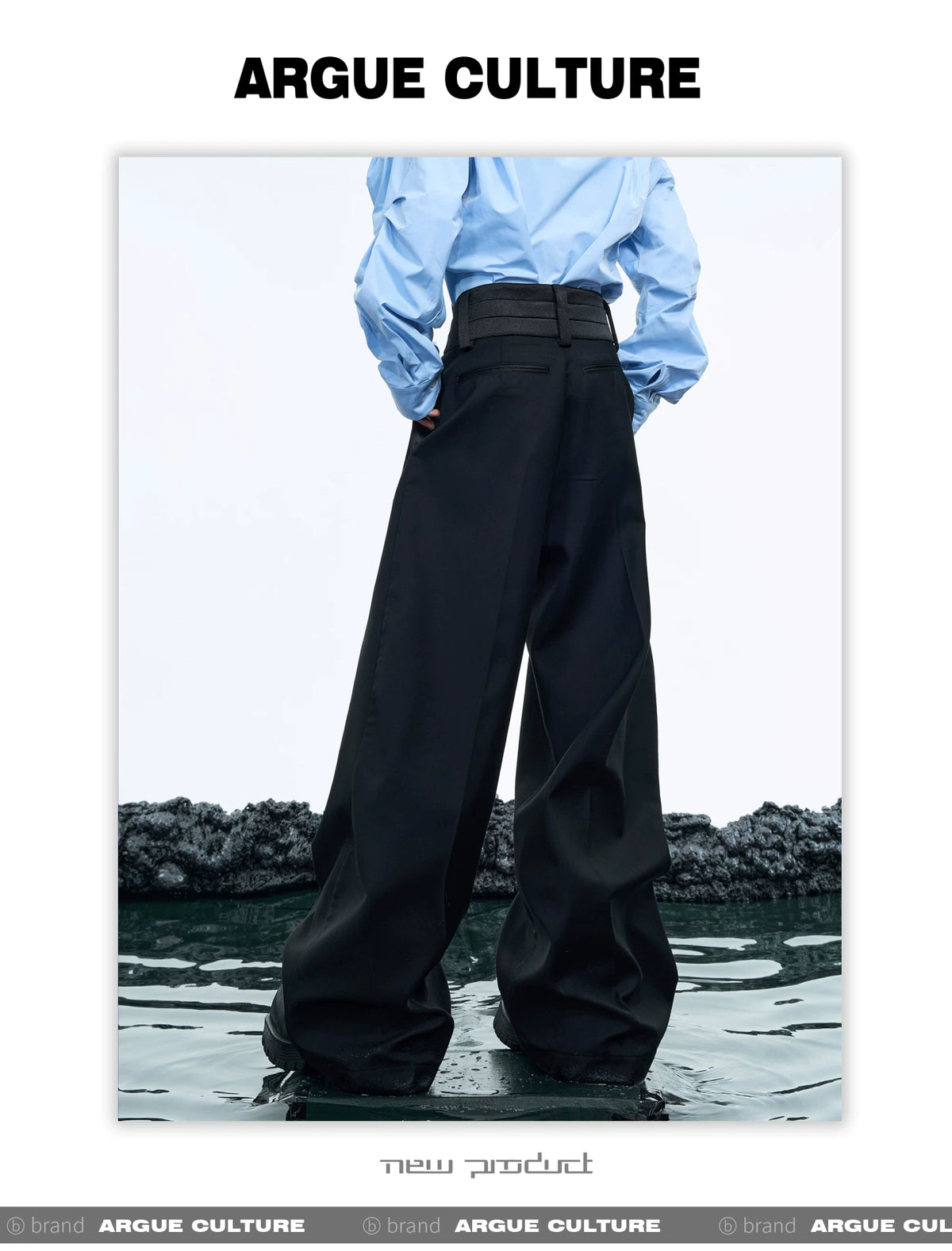 High-Waisted Black Cotton-Modal Micro-Flare Trousers - description image 1
