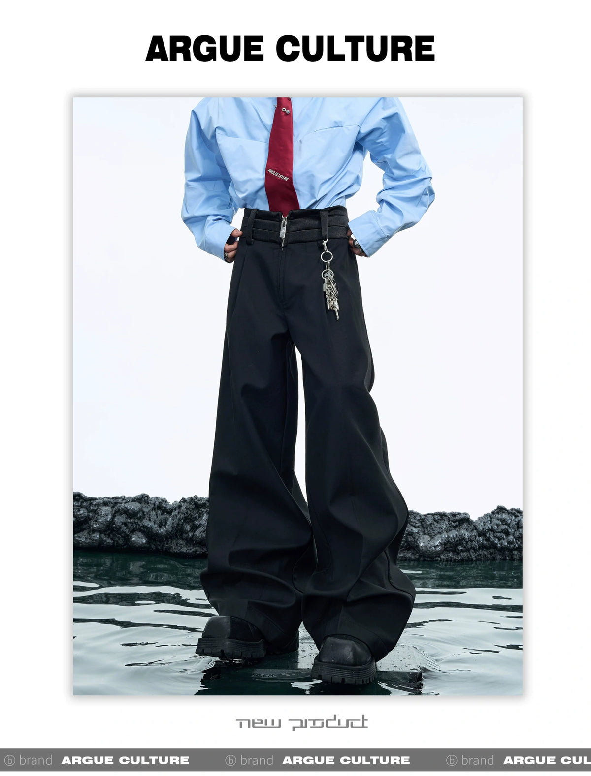 High-Waisted Black Cotton-Modal Micro-Flare Trousers - description image 3
