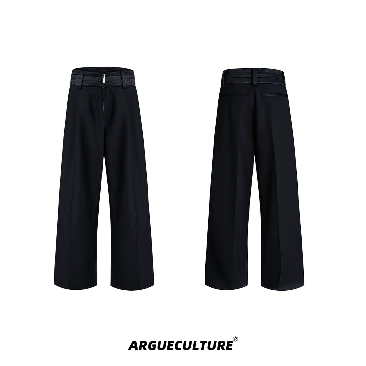 High-Waisted Black Cotton-Modal Micro-Flare Trousers - Black - Trousers