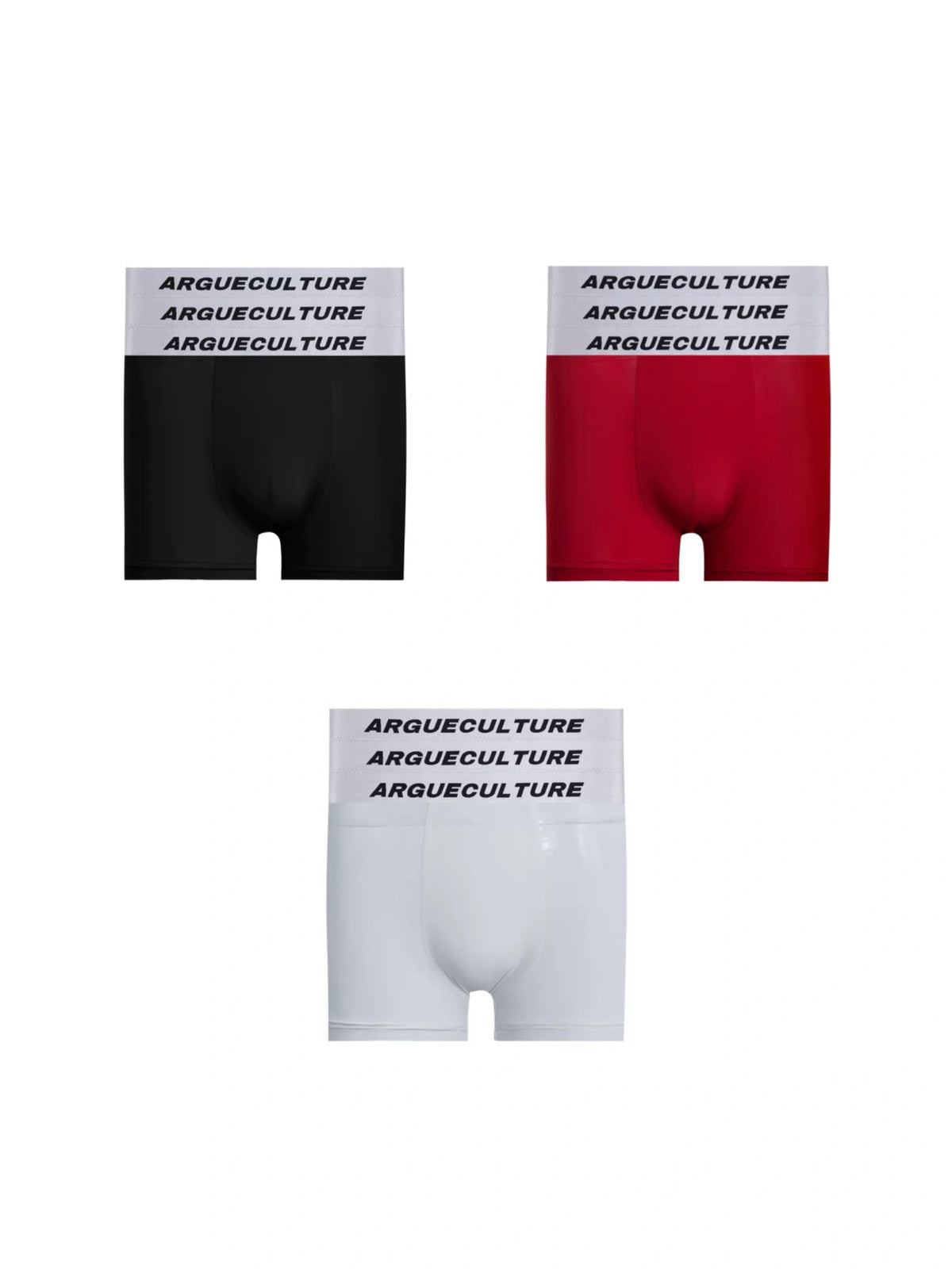 Layered Waistband Boxer Briefs in Nylon Modal Blend - Red + White + Black Set