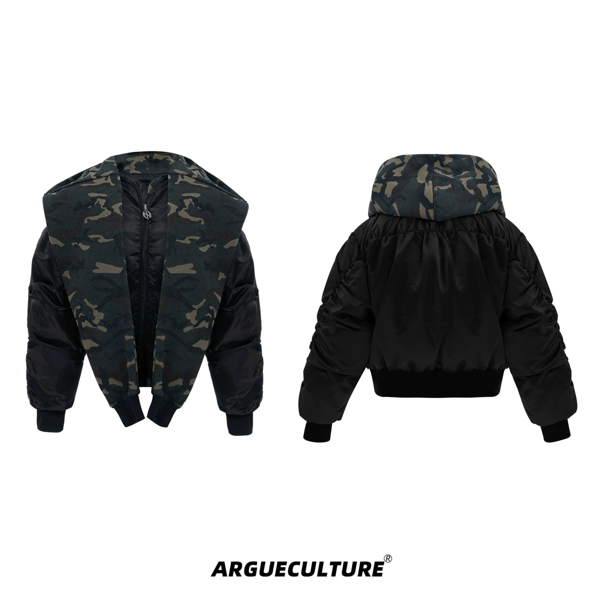 Camouflage Insulated Flight Jacket | Relaxed Fit - Black