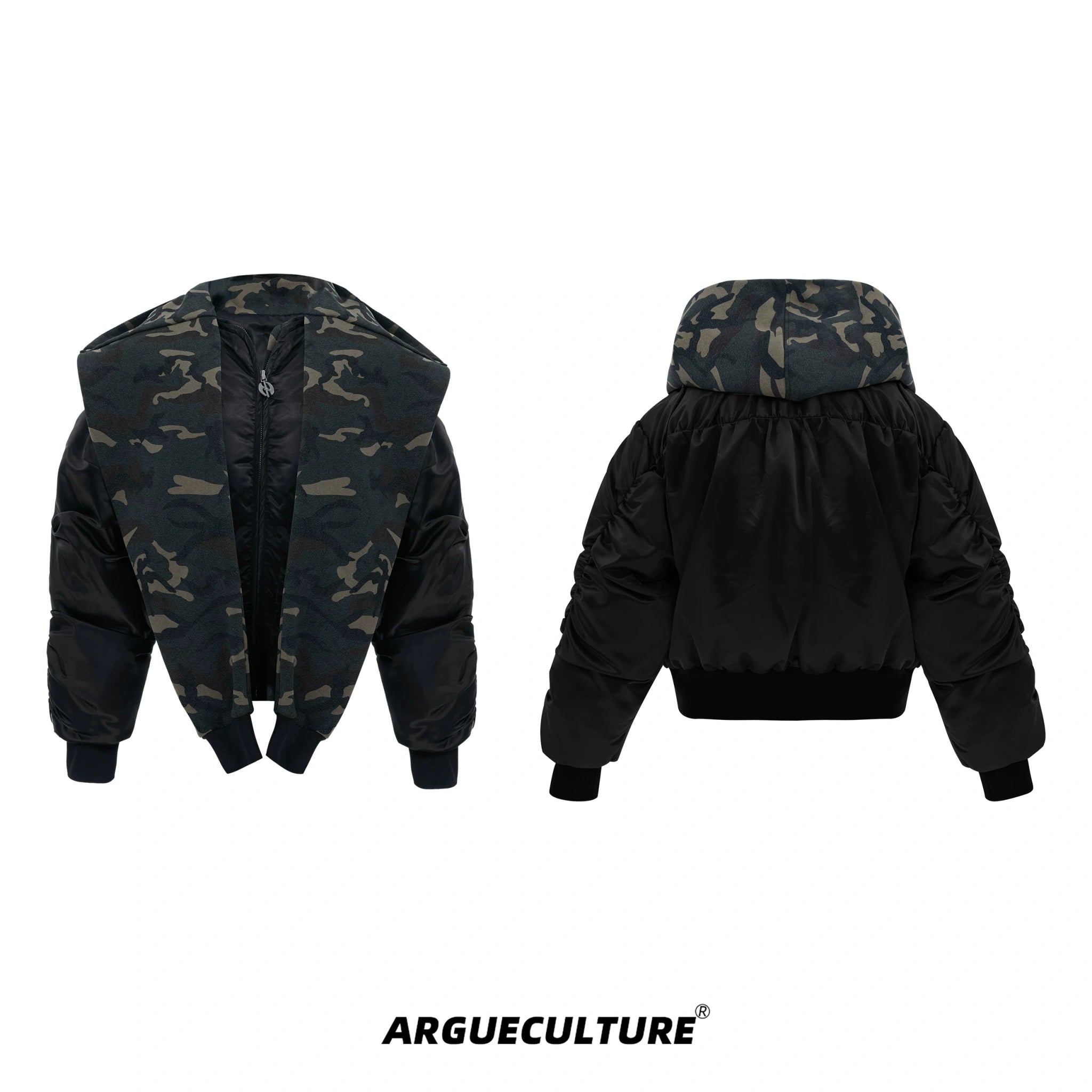 Camouflage Insulated Flight Jacket | Relaxed Fit - Black
