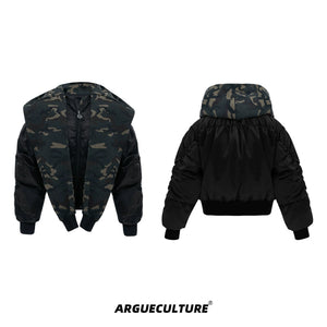 Camouflage Insulated Flight Jacket | Relaxed Fit - Black