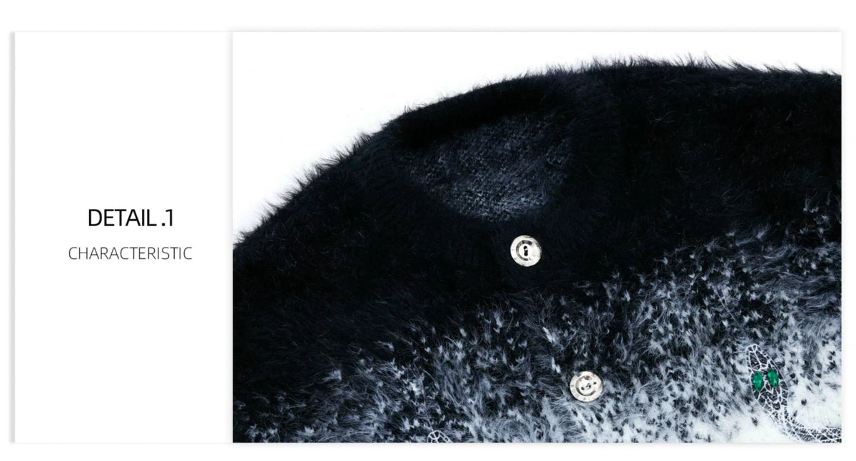 Snake Motif Color-Block Mohair Knit Sweater - description image 1
