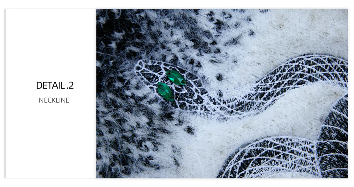 Snake Motif Color-Block Mohair Knit Sweater - description image 2