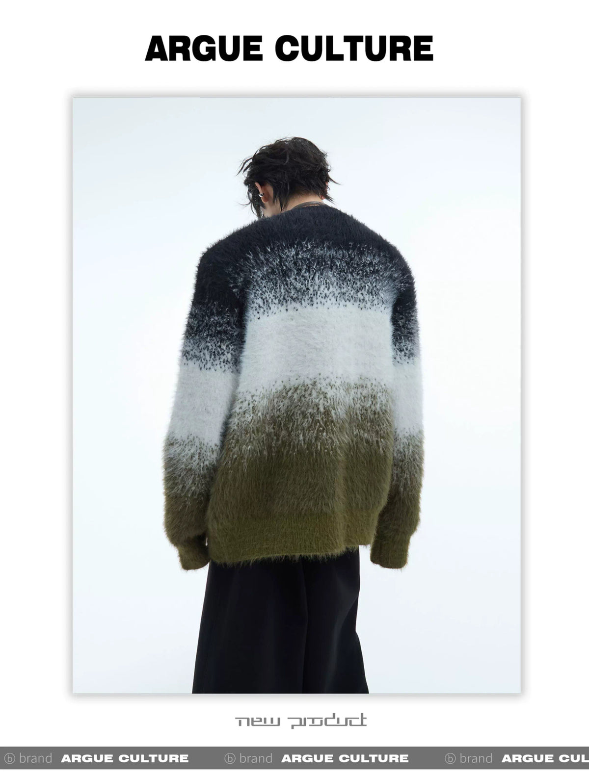 Snake Motif Color-Block Mohair Knit Sweater - description image 6