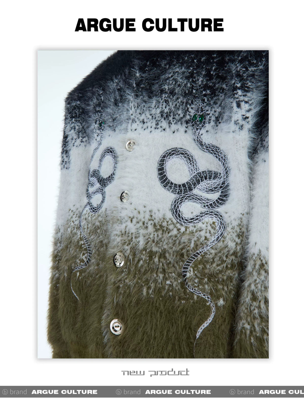 Snake Motif Color-Block Mohair Knit Sweater - description image 12