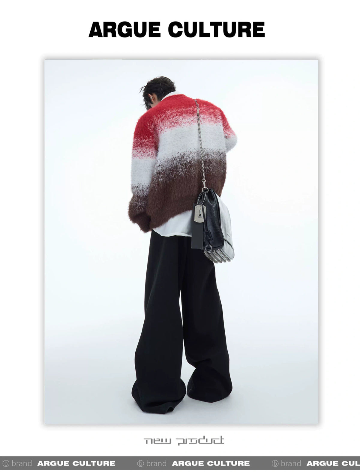 Snake Motif Color-Block Mohair Knit Sweater - description image 16