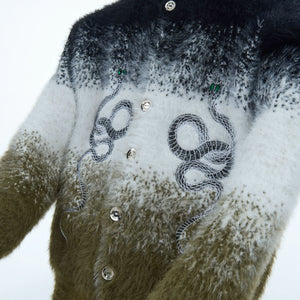 Snake Motif Color-Block Mohair Knit Sweater - main image 2