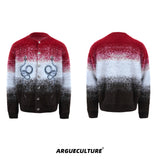 Snake Motif Color-Block Mohair Knit Sweater - Red
