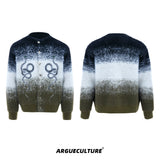 Snake Motif Color-Block Mohair Knit Sweater - Green