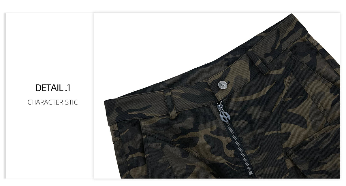Green Camouflage Belted Cargo Pants | Streetwear - description image 1