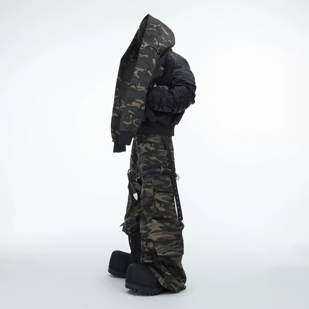 Green Camouflage Belted Cargo Pants | Streetwear - main image 5