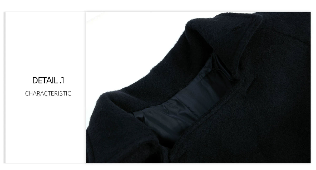 Longline Wool-Blend Overcoat with Dropped Shoulders - description image 1