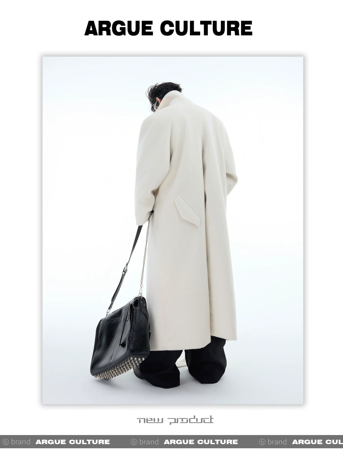 Longline Wool-Blend Overcoat with Dropped Shoulders - description image 7