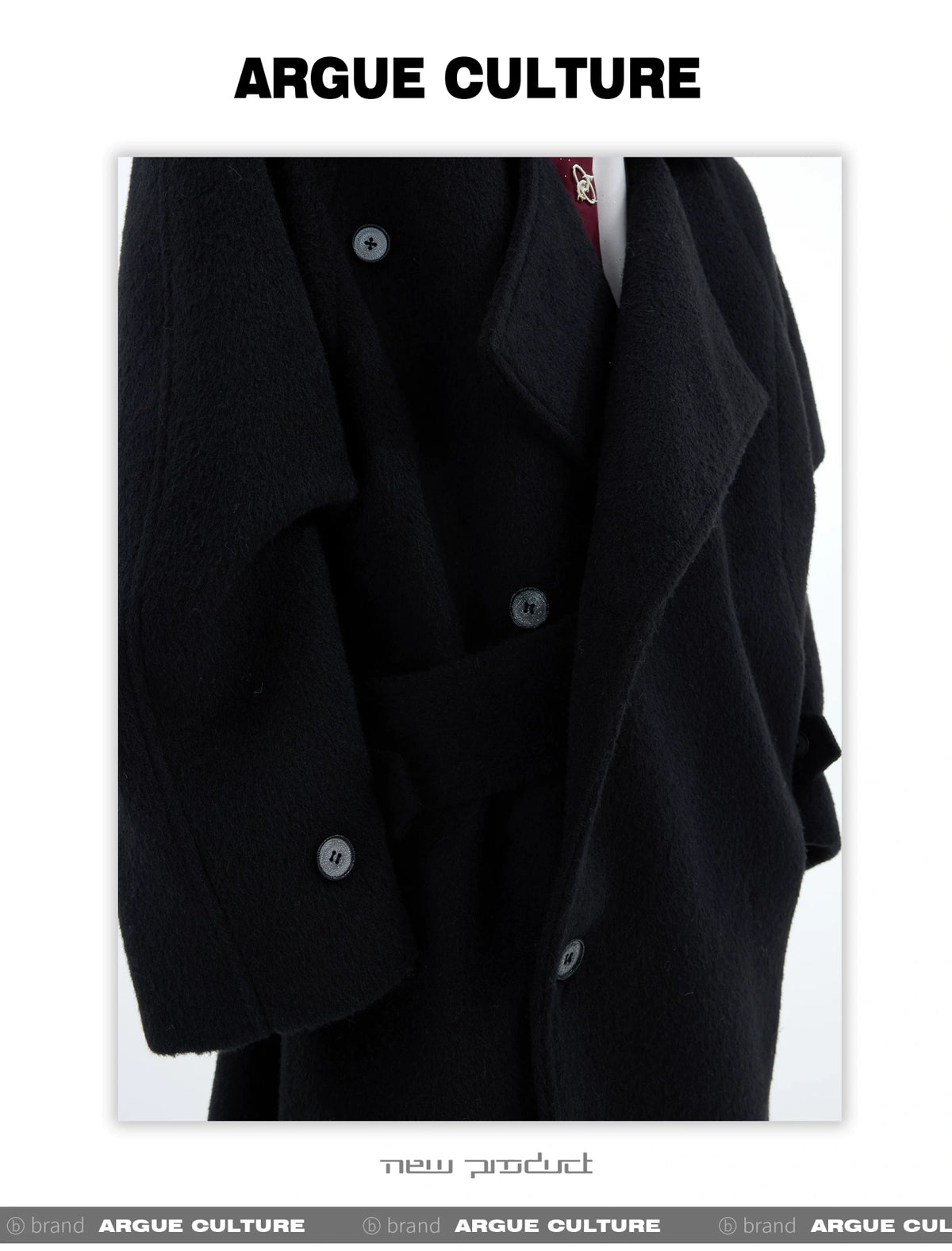 Longline Wool-Blend Overcoat with Dropped Shoulders - description image 17